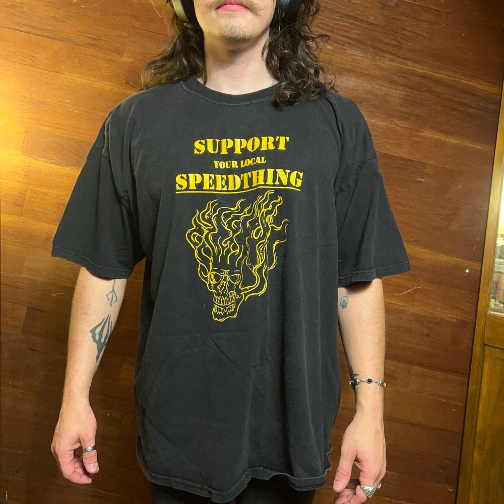 VINTAGE 90s Flaming Skull Graphic T-Shirt Size XXL Retro Skater